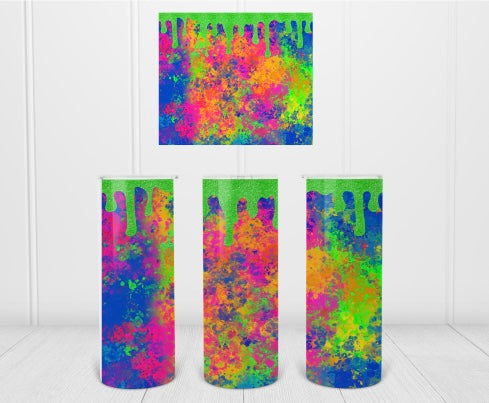 Neon Paint Splatter Tumbler